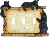 enhance cabin vibes with the bestgiftever black bear on log triple switch cover: perfect lodge style home décor logo
