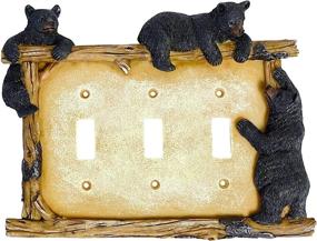 img 1 attached to Enhance Cabin Vibes with the BestGiftEver Black Bear on Log Triple Switch Cover: Perfect Lodge Style Home Décor
