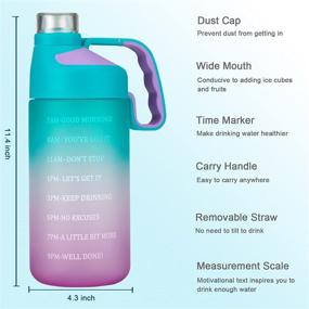 img 3 attached to EAILGORL Motivational Time Marker Water Bottle for Sports and Fitness Enthusiasts - BPA Free, Leakproof, Reusable Flip Top Bottle (A4-Green/Purple Gradient)