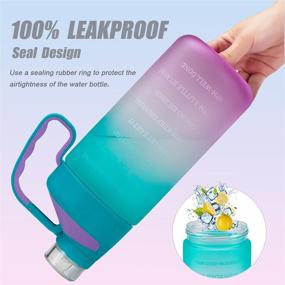 img 2 attached to EAILGORL Motivational Time Marker Water Bottle for Sports and Fitness Enthusiasts - BPA Free, Leakproof, Reusable Flip Top Bottle (A4-Green/Purple Gradient)