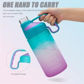 img 1 attached to EAILGORL Motivational Time Marker Water Bottle for Sports and Fitness Enthusiasts - BPA Free, Leakproof, Reusable Flip Top Bottle (A4-Green/Purple Gradient)