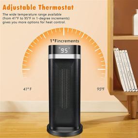 img 1 attached to 🔥 Efficient and Safe 800W/1500W Ceramic Space Heater with Adjustable Thermostat, Tip-Over and Overheat Protection, Timer, and Oscillation – Ideal for Office and Bedroom Use