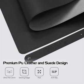 img 2 attached to 🖋️ Wolaile Leather Desk Pad: Large Waterproof Non-Slip Writing Blotter for Office & Home, 36x17 inch, Black