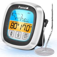 🌡️ 2022 newest update: pamxio waterproof digital meat thermometer - 42 inch long probe, instant read food thermometer with ultra heating-resisting kitchen timer, backlight, magnet - for deep fry, bbq, oven logo