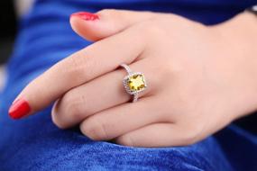 img 3 attached to 💍 LARDROK Wedding Birthstone Yellow/Clear Ring - Size US 5-9 | Sterling Silver Plated Engagement Bride Ring Gifts