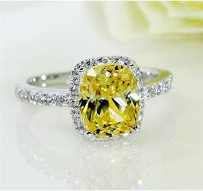 img 2 attached to 💍 LARDROK Wedding Birthstone Yellow/Clear Ring - Size US 5-9 | Sterling Silver Plated Engagement Bride Ring Gifts
