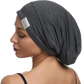 img 4 attached to 🎀 SAYMRE Satin Lined Bonnet - Silky Hair Wrap for Women's Curly Long Hair - Ultimate Sleep Cap and Stylish Beanie Hat