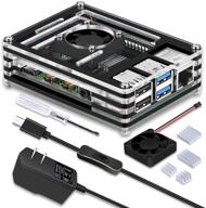 📦 advanced geeekpi acrylic case with fan, type-c power supply and heatsinks for raspberry pi 4b 8gb/4gb/2gb (no board) logo