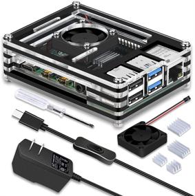 img 4 attached to 📦 Advanced GeeekPi Acrylic Case with Fan, Type-C Power Supply and Heatsinks for Raspberry Pi 4B 8gb/4gb/2gb (No Board)