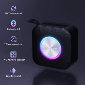 img 2 attached to Водонепроницаемая портативная колонка с Bluetooth 5.0 и микрофоном для свободных звонков IPX7, громкий звук и стереовыход 15 Вт, время воспроизведения 12 часов, беспроводной диапазон 80 футов, пульсирующие огни - идеально подходит для вечеринок и прослушивания музыки дома - черный.