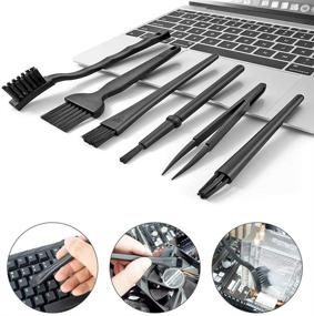 img 2 attached to 🧹 ELANE 6 Pcs Small Portable Anti Static Brush Kit for Computer, Car Seat, Keyboard, Home - Nylon Bristles with Plastic Handle