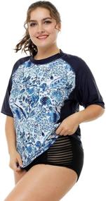 img 1 attached to ATTRACO Women's Plus Size Rash Guard Short Sleeve Rashguard Shirt - UPF 50+ Swimwear