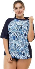 img 4 attached to ATTRACO Women's Plus Size Rash Guard Short Sleeve Rashguard Shirt - UPF 50+ Swimwear