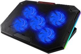 img 4 attached to 💻 Laptop Cooling Pad Cooler Stand with 5 Fans, Adjustable Speed, RGB Light, 7 Height Adjustment Options, 2 USB Ports, Slim & Portable Design | Compatible with 12-17.3 inch Laptops