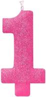 🎂 amscan #1 birthday glitter candle in charming pink - ideal for celebrating birthdays! logo