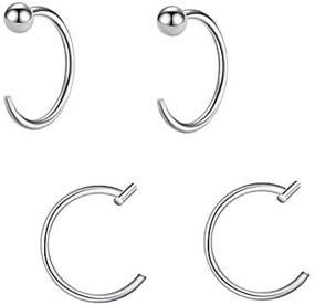 img 1 attached to Stylish 925 Sterling Silver Open Huggie Hoop Earrings: Star/Moon/Butterfly/Heart/Ball/Bar/Square Designs for Cartilage Piercings - Perfect for Women and Girls!