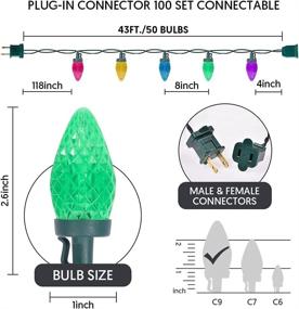 img 3 attached to 🎄 43ft 50 LED Christmas Lights: UL Certified Indoor/Outdoor C9 String Lights for Garden, Wedding, Patio Decorations