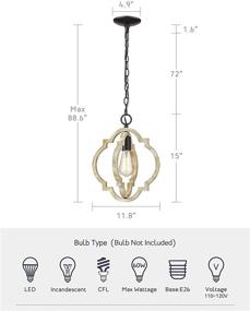 img 2 attached to Farmhouse Pendant CALDION Chandelier 6808PL GW