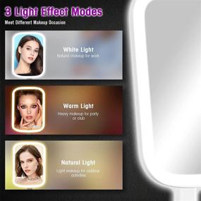 img 2 attached to 💡 Portable Light Up Vanity Mirror with Phone Holder - Rechargeable, 10X Magnification, 3 Color Lighting, Dimmable Touch Screen, Tabletop Cosmetic Mirror
