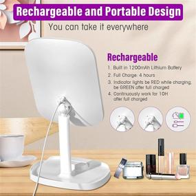 img 3 attached to 💡 Portable Light Up Vanity Mirror with Phone Holder - Rechargeable, 10X Magnification, 3 Color Lighting, Dimmable Touch Screen, Tabletop Cosmetic Mirror