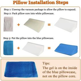 img 1 attached to 🔷 Gel Wedge Pillows for Sleeping Bed – 30 Degree Incline Body Positioners for Adults, Back Pain, Bed Sores – Medical Foam Elevated Legs Bolster (Blue-Gel)