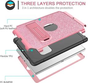 img 3 attached to Sparkly Glitter iPad Case for iPad 9th, 8th, 7th, and 10.2 2021/2020/2019 - 3 Layers Shockproof with Kickstand - Pink