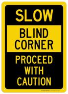 🚶 blind corner caution sign - proceed with care logo