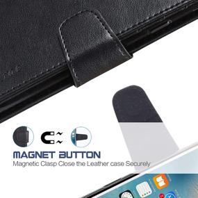 img 2 attached to 📱 Arae Case for iPhone 6s / iPhone 6, Premium PU Leather Wallet flip case [Wrist Strap] with [Kickstand Feature], ID & Credit Card Pockets - for iPhone 6s / 6 4.7 inch (Black)