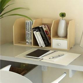 img 1 attached to 📦 Furinno Pasir Desk Storage Shelf with Bin: Stylish Steam Beech/White Organizer for Your Workspace