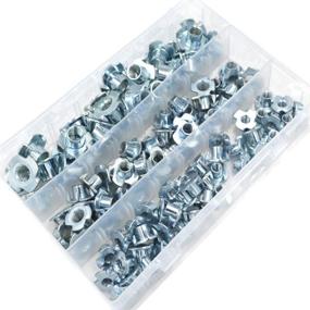img 2 attached to 🔩 110pcs Zinc Plated Steel T-Nut Assortment Kit - 1/4&#34;-20, 5/16&#34;-18, 3/8&#34;-16 - for Wood, Rock Climbing Holds, Cabinetry, Furniture, etc.