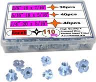 🔩 110pcs zinc plated steel t-nut assortment kit - 1/4&#34;-20, 5/16&#34;-18, 3/8&#34;-16 - for wood, rock climbing holds, cabinetry, furniture, etc. logo