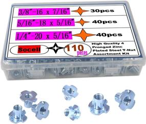 img 4 attached to 🔩 110pcs Zinc Plated Steel T-Nut Assortment Kit - 1/4&#34;-20, 5/16&#34;-18, 3/8&#34;-16 - for Wood, Rock Climbing Holds, Cabinetry, Furniture, etc.