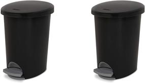 img 3 attached to Sterilite 2.6 Gallon Ultra Step-On Wastebasket, Black Lid and Base with Titanium Pedal and Liner, 2-Pack