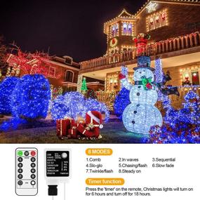 img 2 attached to ROADAYLY Outdoor Christmas Lights 1000 LED 394Ft Christmas Tree Lights With Remote 8 Modes Plug In IP65 Waterproof Outdoor String Lights For Home Decor DIY Wedding Garden Bedroom Patio(Blue)