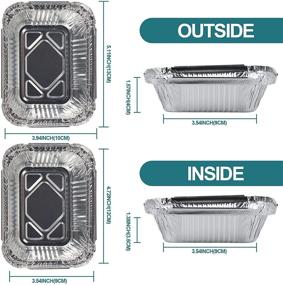 img 3 attached to 50-Pack of Aluminum Foil Pans with Convenient Cardboard Lids - 5.11x3.94x1.57” Disposable Takeout Containers for Cooking, Baking, and Meal Prep - Ideal Food Storage Solution