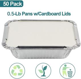 img 2 attached to 50-Pack of Aluminum Foil Pans with Convenient Cardboard Lids - 5.11x3.94x1.57” Disposable Takeout Containers for Cooking, Baking, and Meal Prep - Ideal Food Storage Solution