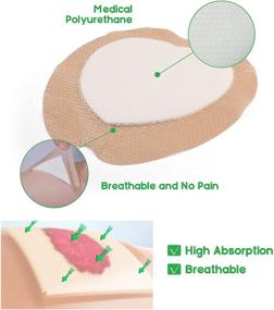 img 2 attached to 🏥 5 Count 7"x 7" Bordered Silicone Foam Dressing: Waterproof Adhesive Sacral Wound Dressing for Fast Healing and Emergency Care