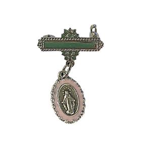 img 1 attached to 👶 Cherish the Moment with our Baby Lapel Pin: Adorned with Dangling Pink Miraculous Medal Charm - Ideal Birth or Baptism Gift