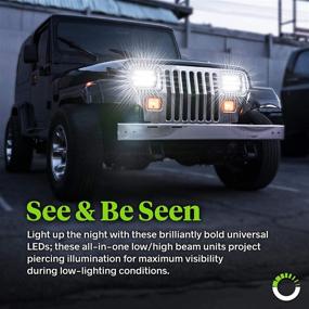 img 2 attached to 🚗 Улучшите свою поездку с помощью 7x6 5x7 светодиодных фар [черного цвета] [45Вт] [разъем H4 Plug & Play] [низкий/высокий свет: 6/15 светодиодов]. Идеально подходит для JEEP Wrangler YJ Cherokee XJ - H6054LL 69822 6052 6053 совместимых.
