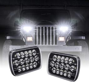 img 4 attached to 🚗 Улучшите свою поездку с помощью 7x6 5x7 светодиодных фар [черного цвета] [45Вт] [разъем H4 Plug & Play] [низкий/высокий свет: 6/15 светодиодов]. Идеально подходит для JEEP Wrangler YJ Cherokee XJ - H6054LL 69822 6052 6053 совместимых.