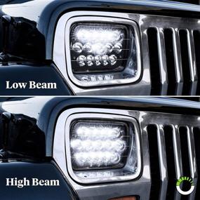 img 1 attached to 🚗 Улучшите свою поездку с помощью 7x6 5x7 светодиодных фар [черного цвета] [45Вт] [разъем H4 Plug & Play] [низкий/высокий свет: 6/15 светодиодов]. Идеально подходит для JEEP Wrangler YJ Cherokee XJ - H6054LL 69822 6052 6053 совместимых.