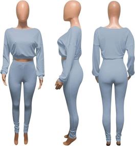 img 2 attached to 👚 Womens Ribbed 2 Piece Sweatsuits: Comfy Crop Top & Skinny Long Pants Set