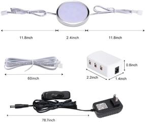 img 2 attached to Linkable LED Under Cabinet Lighting Kit - 6 Pack Puck Lights with Touch Dimmer - Wired Plug in for Curio Bar, Kitchen, Cupboard, Bookcase, Closet Furniture - Daywhite 6000K