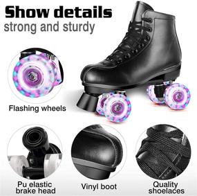 img 2 attached to Perzcare Roller Skates: Classic High-top PU Leather Shoes for Women 🛼 & Men - Ideal for Beginners & Professionals, Indoor/Outdoor Four-Wheel Skates for Unisex