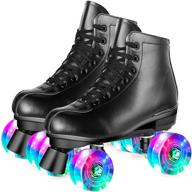 perzcare roller skates: classic high-top pu leather shoes for women 🛼 & men - ideal for beginners & professionals, indoor/outdoor four-wheel skates for unisex logo