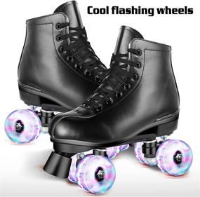 img 3 attached to Perzcare Roller Skates: Classic High-top PU Leather Shoes for Women 🛼 & Men - Ideal for Beginners & Professionals, Indoor/Outdoor Four-Wheel Skates for Unisex