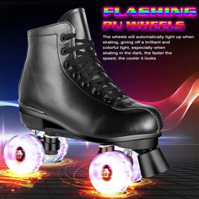 img 1 attached to Perzcare Roller Skates: Classic High-top PU Leather Shoes for Women 🛼 & Men - Ideal for Beginners & Professionals, Indoor/Outdoor Four-Wheel Skates for Unisex