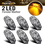 🚦 partsam 6pcs mini oval 2.5 inch led light 2 diode clear lens amber universal mount side marker trailer lights, waterproof mini oval led side fender lights for trailer trucks, surface mount logo