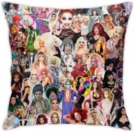 👑 wanglu rupaul queen throw pillow covers - stylish decorative sofa cushion case (18x18 inch) логотип