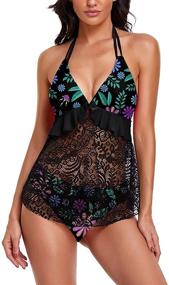 img 4 attached to 👙 Tankini Swimsuits: Trendy XXL Halter Bathing Suits for Women's Clothing